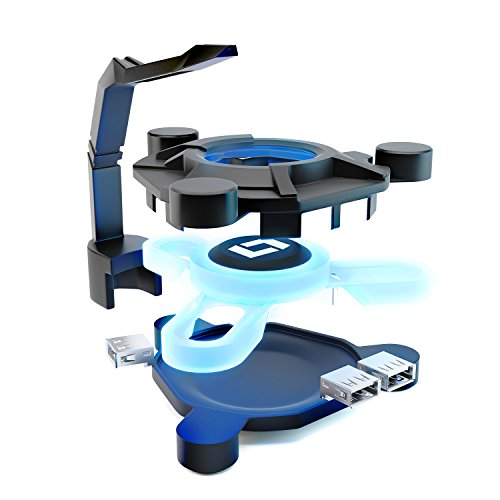 Lioncast MB10 Maus Bungee mit USB-Hub und Blue Light-Technologie (4x USB 2.0) Schwarz - 2