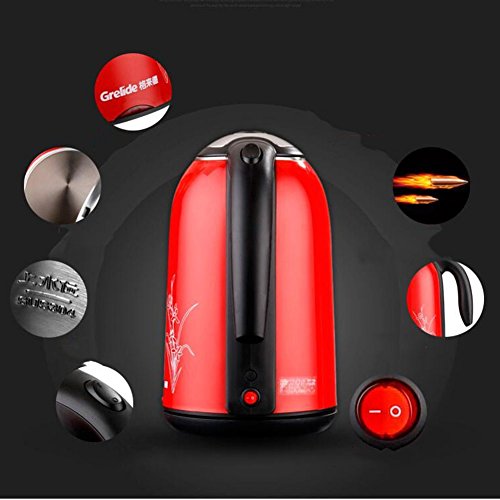 GPC Electric Kettle 304 Stainless Steel Spring Cover 1.7L 1800W Red 16 * 27Cm Electric Kettles