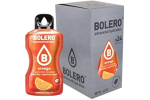 Bolero ORANGE 24x3g | Jus en poudre sans sucre, édulcoré à la stévia + vitamine C | pour enfants et sportifs | sans gluten, végétalien | saveur d'orange