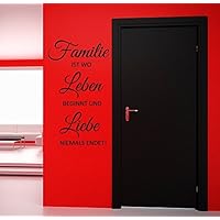 Wandtattoo-Wandaufkleber Spruch - ***Familie ist, wo Leben beginnt...*** - (Größen.- und Farbauswahl)