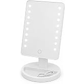 LED Işıklı Makyaj Aynası, Dokunmatik Sens&ouml;rl&uuml;, Type-C Şarj Kablolu, Ayarlanabilir, 16 LED, Beyaz, Kare Tasarım
