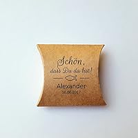 10 Pillow Box Kissenschachtel Gastgeschenke Taufe Kommunion Hochzeit Geschenkverpackung Braun Kraftpapier