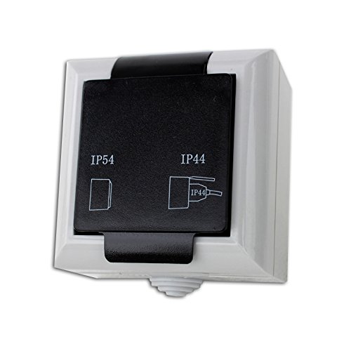 Preisvergleich Produktbild Feuchtraum Steckdose Aufputz Steckdose AP IP54 10A / 250V grau