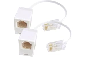 YOHENSQIN 2 Pcs RJ45 to RJ11 Converter Telephone Adaptor RJ45 Plug to RJ11 Socket Adapter Suitable for Telephone Fax Machines