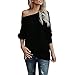 Produktbild Damen Strick Pullover Herbst Elegant Off Shoulder Sweatshirt Klassisch Casual Loose Strick Oberteile Langarm T-Shirt Tops Frauen…