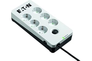 Eaton Multi Enchufe/Pararrayos - Eaton Protection Box 6 DIN - PB6D - 6 enchufes Schuko - Negro y Blanco