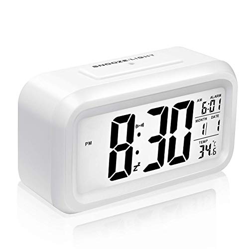 Chilc Despertador Digital con Alarma, Arespark Reloj Despertador DE 5,3 Pulgadas. (Blanco)