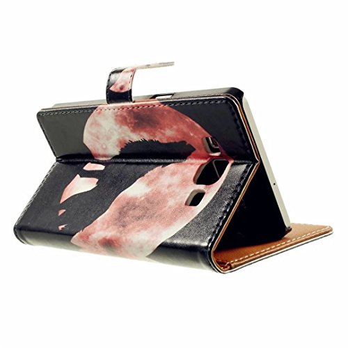 Samsung Galaxy A3 (2015) Hülle Handytasche, MUTOUREN 2 in 1 Zubehör für Samsung Galaxy A3 (2015) Slim PU Tasche Klapp Flip Folding Magnetisch PU Leder Flip Cover Tasche mit Kartensteckplatz Brieftasche Hinterschale Kartenschlitz + Metall Stift Stylus – Wolf - 4