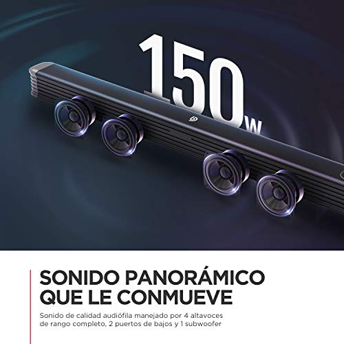 Barra de Sonido 2.1 Canales para TV, BOMAKER 150W con Subwoofer