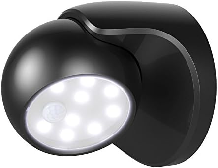 Goeswell LED Night Light Bright Indoor/Outdoor Battery Powered Motion Activated Cordless For Hallway Porch Closet Bedroom Kitchen Bathroom- Auto On/Off Black