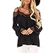 Produktbild JYJM 2019 Fashion Tops Damen Camisole Lace Tops Splicing Reine Farbe Lange Ärmel Bluse Tops Damen Casual Bluse Langarm T-Shirt Tops mit V-Ausschnitt Moda Damen Langarmshirt My Soft Long U-Neck