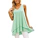 Produktbild Lurcardo Damen Tank Tops Mädchen Sommer Leibchen Einfarbig Asymmetrisch Saum Rüsche Tuniken Ärmellos Teenager Lässiges Camisole Leibchen Blusen Lose Bluse Oberteile Shirt Weste Unterhemd Pullover
