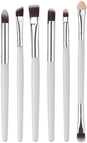 timeSong Eye Brushes, 6 Pcs/set Pro Beauty Makeup for eyebrows,eyelashes,eyes and cheeks makeup Brushes Set Foundation Powder Eyeshadow Eyeliner Lip Blush Make Up Tools Professional Eye Concealer Make up Brush (White Silver)