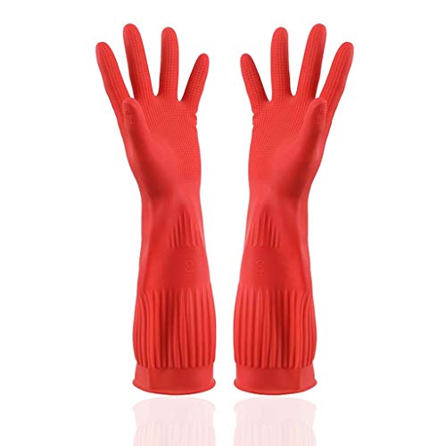Preisvergleich Produktbild AIJIAJU wasserdichte Küchenreinigungshandschuhe, Abwaschhandschuhe, Wiederverwendbare Latexhandschuhe Haushaltswäsche Geschirrspülen Langarm-Gartenhandschuhe Damen und Herren,A,L