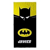 Lolapix Serviette de Plage Super-héros personnalisée avec nom | Cadeau Geek | Divers modèles et Tailles à Choisir | Batman