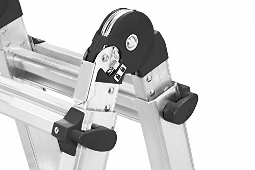 Hailo 7520-701 Alu-Multifunktions-Teleskopleiter MTL, 4×5 Sprossen – Verwendbar als Anlege- und Schiebeleiter, beidseitige Steh- und Treppenleiter - 5