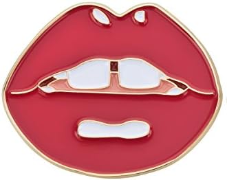likalla enamel pin "lips", black nickel plated, red and white soft enamel - fancy button / brooch for girls