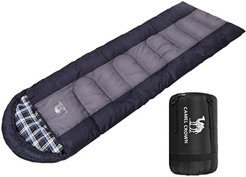 CAMEL CROWN Sleeping Bag Lightweight Warm Envelope Sleeping Bags With Compression Sack For Kids Adults 3 Seasons Outdoor Travel Camping
