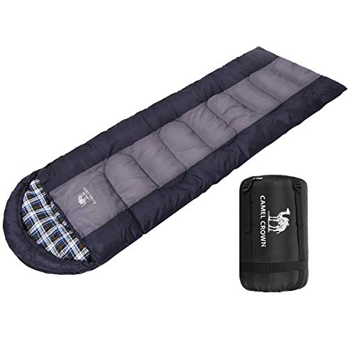 CAMEL CROWN Sleeping Bag Lightweight Warm Envelope Sleeping Bags With Compression Sack For Kids Adults 3 Seasons Outdoor Travel Camping