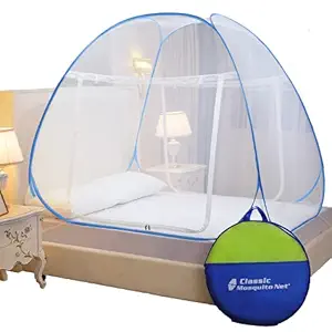 Classic Mosquito Net, Polyester, Foldable for Double Bed, Strong 30GSM, PVC Coated Steel - King Size, Blue