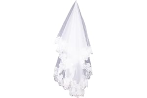 TSLRSA Brautschleier,150 cm schleier braut,Schleier kurz Brautschleier Tüll Hochzeit Kurzer Schleier Satinkante mit Kamm für Hochzeit Junggesellinnenabschied Party