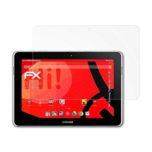 Samsung Galaxy Tab 10.1N Panzerfolie - 2 x atFoliX FX-Shock-Antireflex blendfreie stoßabsorbierende Panzerschutzfolie