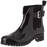 Griffige Laufsohle Tommy Hilfiger Damen COOL Tommy Ribbon Rainboot Gummistiefel, Schwarz (Black 990), 41 EU