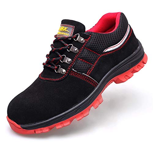 Preisvergleich Produktbild Jincosua Sicherheitsschuhe für Männer, reißfest, Rutschfest, Arbeitsversicherung, Schwarz, EU 40
