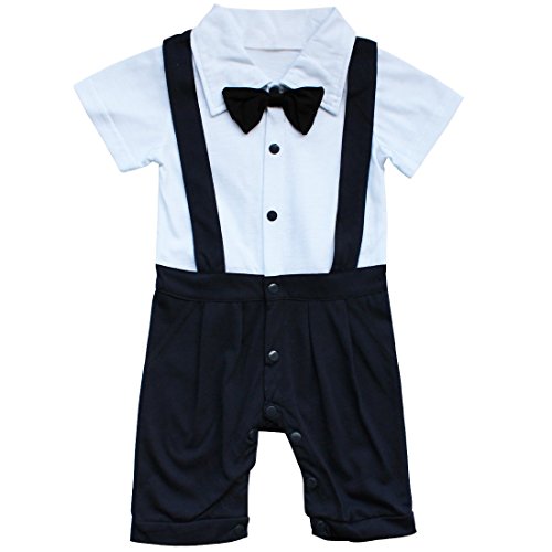 YiZYiF Infant Toddler Boy Baby Bowknot Gentleman Romper Jumpsuit Outfit Clothes Navy Blue 3-6 Months