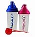 Produktbild 4G Health Eiweiß Shaker Sparpack mit Schlagsieb 700ml blau + 500ml pink im Set mit 2x 4G-Health Dosierlöffel - Eiweißshaker auch als Mixer - Cocktailshaker