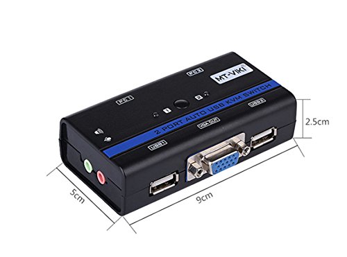 E-SDS - conmutador KVM de 2&nbsp;puertos VGA USB compatible con audio y micr&oacute;fono, Cables incluidos, VGA, resoluci&oacute;n de hasta 2048&nbsp;x 1536