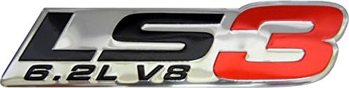 Red LS3 6.2L V8 Emblem Badge Highly Polished Aluminum Silver for GM General Motors Performance Chevy Chevrolet Corvette C6 ZR1 Camaro SS RS Pontiac G8