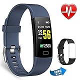 Juboury Fitness Armband mit Pulsmesser, Fitness Tracker Farbdisplay Wasserdicht IP67 Aktivitäts Tracker Fitness Uhr mit iPhone Android Geschenk für Damen Herren und Kinder (Blau)