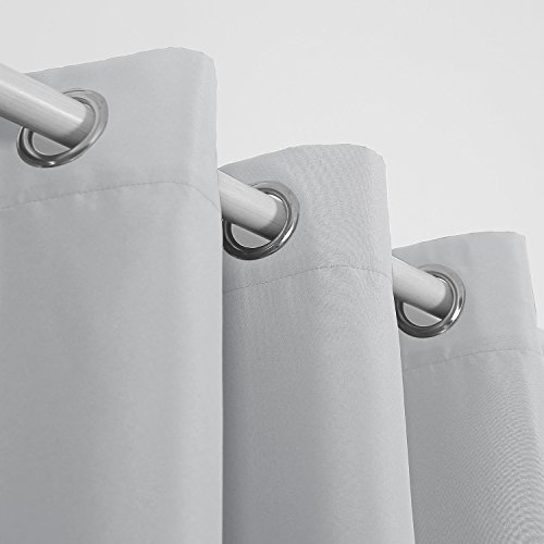 Deconovo Thermogardinen mit Ösen Oxford Vorhang Gardinen 240×135 cm Hellgrau - 4
