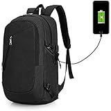 Laptop Backpack with USB Charging Port and Lock Fits Under 17-Inch Laptop and Notebook, Black