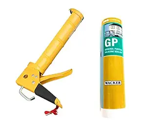 Wacker - Professional Silicone Sealant Gun Applicator With Wacker GP Premium Sealant For Bonding, Gap Filling & Repair (Clear)