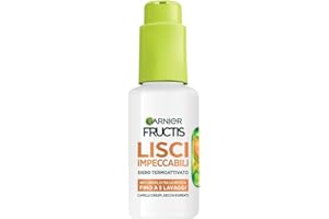 Garnier Fructis Siero Termoprotettore, Per Capelli Lisci e Lucenti a Lungo, Resistenti all'Umidità, Trattamento Lisciante alla Cheratina Vegetale e Olio di Argan, Lisci Cheratina, 50 ml