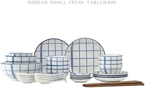 Simple style bowl set, ceramic tableware home, art dish combination underglaze color plate bowl (21 items)
