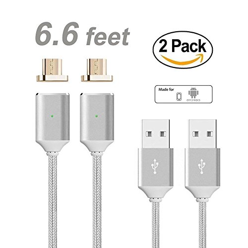 Magnetische Micro USB Kabel Nylon, BeneStellar (2 Pack 2m) High Speed USB 2.0 A Male auf Micro B Magnetische Synchronisations und Ladekabel für Android, Samsung, Huawei, HTC, Sony, Nexus, Xiaomi und mehr(Silber 6ft) - 3