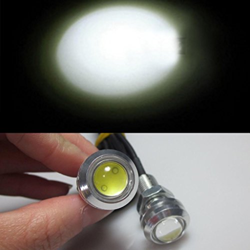 Contever® 2 x LED Lights Safety Lamps / 18mm Eagle Eye Light / DRL 12V 3W Backup Warning Lightings Super Bright With Silver Shell (White light)