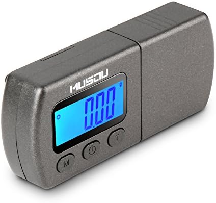 Musou Digital Turntable Stylus Force Scale Gauge Tester 0.01g Blue LCD Backlight for Tonearm Phono Cartridge-Black