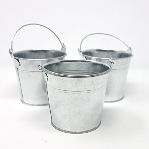 Deko Eimer Metall verzinkt mit Henkel. 9cm x 11cm / 15cm. 3 Stück - 2