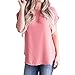 Produktbild ESAILQ Damen Frauen Casual Kurzarm Stretch Falten Tunika Bluse Sommer Obteile mit Knöpfen V-Ausschnitt Ladies Shirt mit Gummizug Am Saum(XL,Wassermelone Rot)