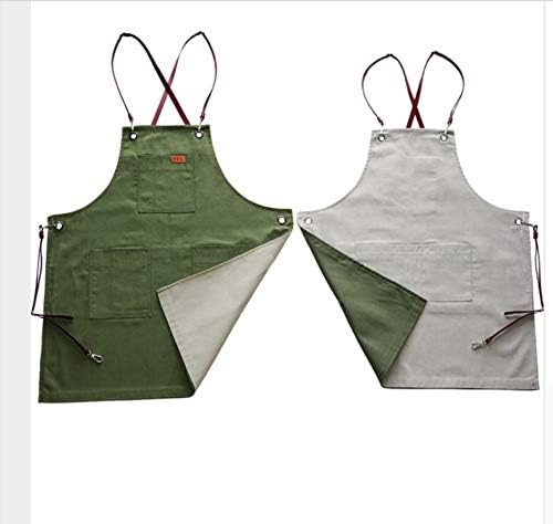 WGXCC Apron Fashion Cowboy Apron Bib Leather Straps Cafe Bar Chef Unisex Uniform Barber Painter Cooking Pinafore Work Wear Double Faced Environmentally friendly and durable
