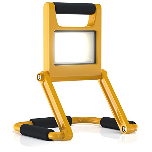 Brandson – LED Baustrahler mit AKKU im Slim-Design | einklappbare Arbeitsleuchte / Arbeitsscheinwerfer | LED Fluter | inkl. Standgestell und Tragegriff | 2 Dimmstufen (50% + 100%) | Lade-Indikator (rot/grün) | zusammenklappbar | 600 Lumen | Innen- und Außenbereich / IP44 (spritzwassergeschützt) | Energieklasse A+ - 2