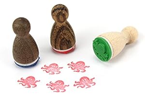 Stemplino® Mintempel® – Motivo: Kuni Polpo – Timbro in legno per bambini, timbro Bullet Journal con motivo polpo