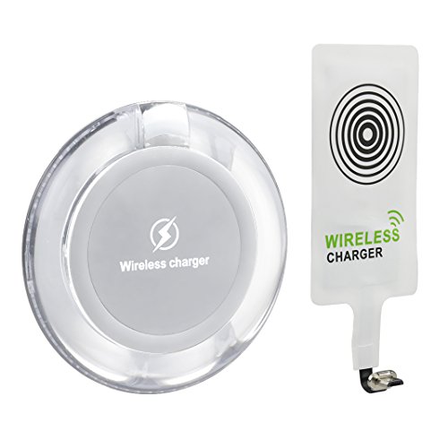 2 in 1 Qi Ladegerät Receiver + Qi Wireless Charger, ZXK Qi Wireless Ladegerät Induktive Ladestation Qi Wireless Charger für Samsung Galaxy S6, S6 Edge, Note 5, Nexus 7 2nd Gen, Nexus 4/5/6, LG Optimus Vu2/G2/G3, Nokia Lumia 920/1020/928, Nexus 5 usw.- Weiß