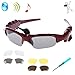 Produktbild Drahtlose Kopfhörer Sonnenbrille,KINGCOO Sport Bluetooth Musik Headset Kopfhörer für iPhone 7/7 Plus Samsung Bluetooth-Geräte + Gratis Austauschbare 3 Paar Objektiv (Rot)