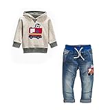 IHRKleid® Zwei Stück Classic Kinder Kapuzen-Sweatshirt + Jeans 2017 Frühling neu Kids Hooded Sweat (104, 3 Jahre, Grau)