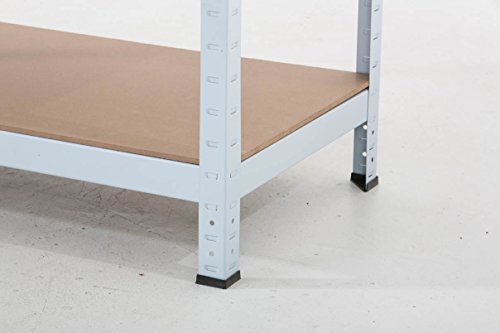 CLP Schwerlastregal, Metall, verzinkt, Tragkraft 525 kg, Maße: 90 x 90 x 45 cm, Lagerregal 3 Böden weiß - 7